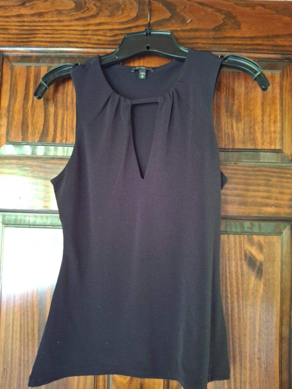 Black tank with cutout v-neck
